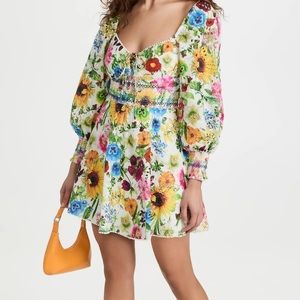 Alice and olivia Crawford Mini Floral Dress spring sunflower